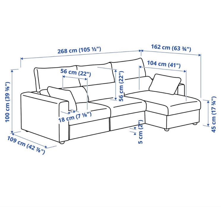 Sofa 3 lugares c/ chaise longue Eskilstuna IKEA
