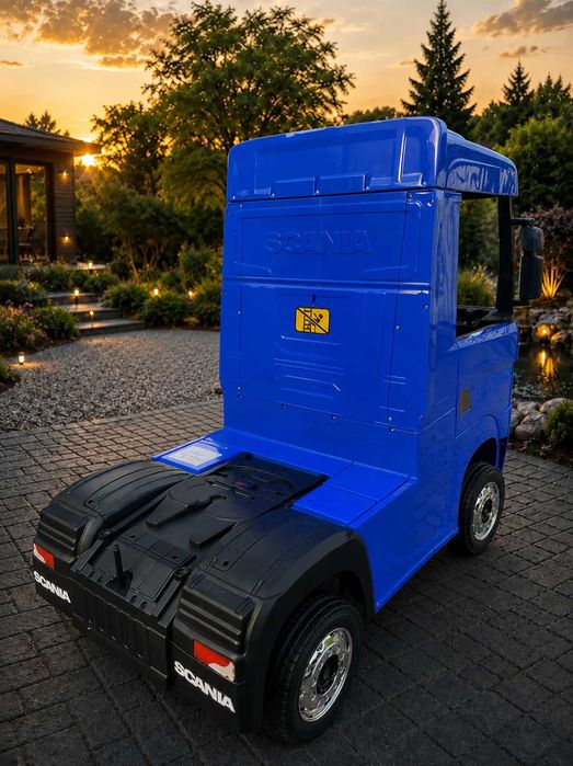 Auto na akumulator Scania Miękkie koła EVA Skóra Pilot 4×4 Niebieski