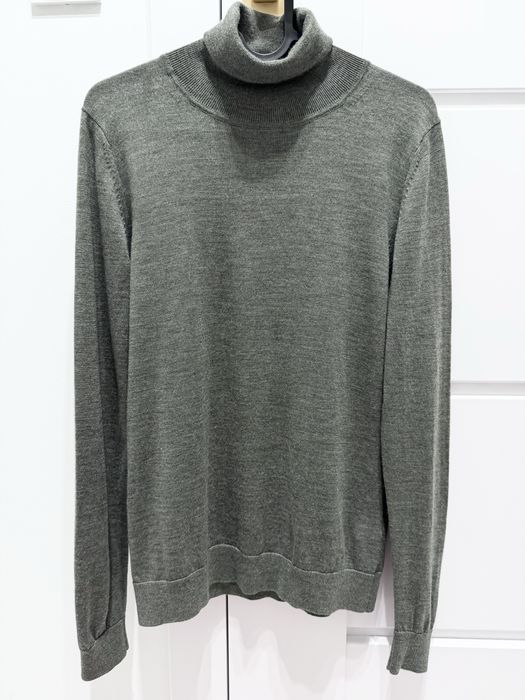 Golf ciemnozielony khaki 100% wełna merino wool Blu