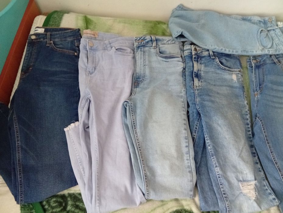 Duża paka spodni damskich L wysoki stan 11 par spodni