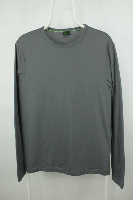 Легкий бавовняний лонгслів футболка Boss Gray Cotton Regular Fit Longsleeve Розмір М