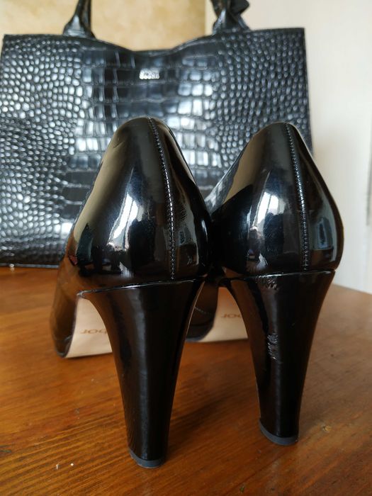 Ефектні чорні лаковані весільні туфлі від Gabor на підборах 38,5р_25см