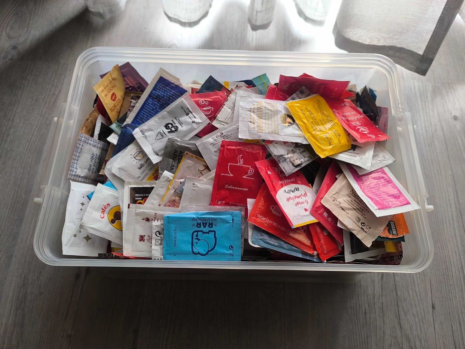 Coleção de pacotes de açúcar