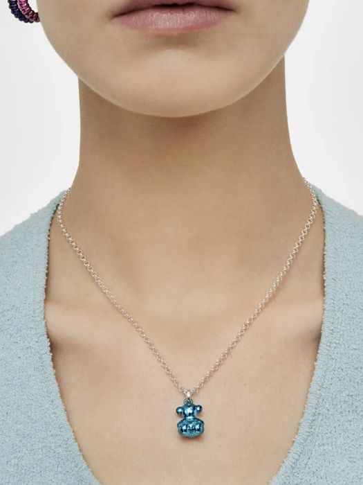 Zawieszka z misiem 1,6 cm stal posrebrzana niebieski