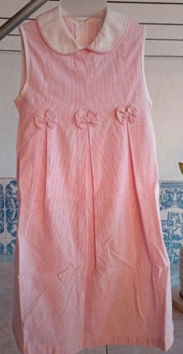 Vestido algodão branco e rosa  C&A 5 anos