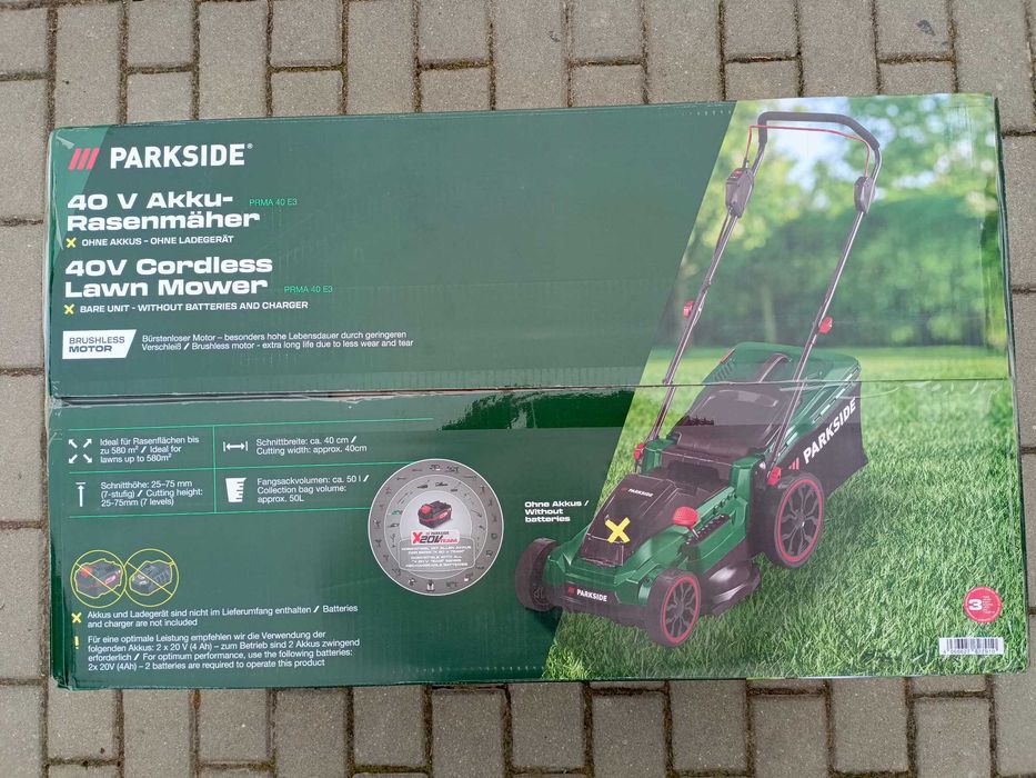 NOWA akumulatorowa kosiarka 40V PARKSIDE PRMA 40-Li E3 silnik bezczotk