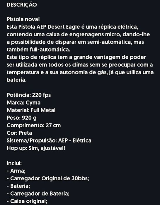 Airsoft Desert Eagle  (Leia o Anúncio)