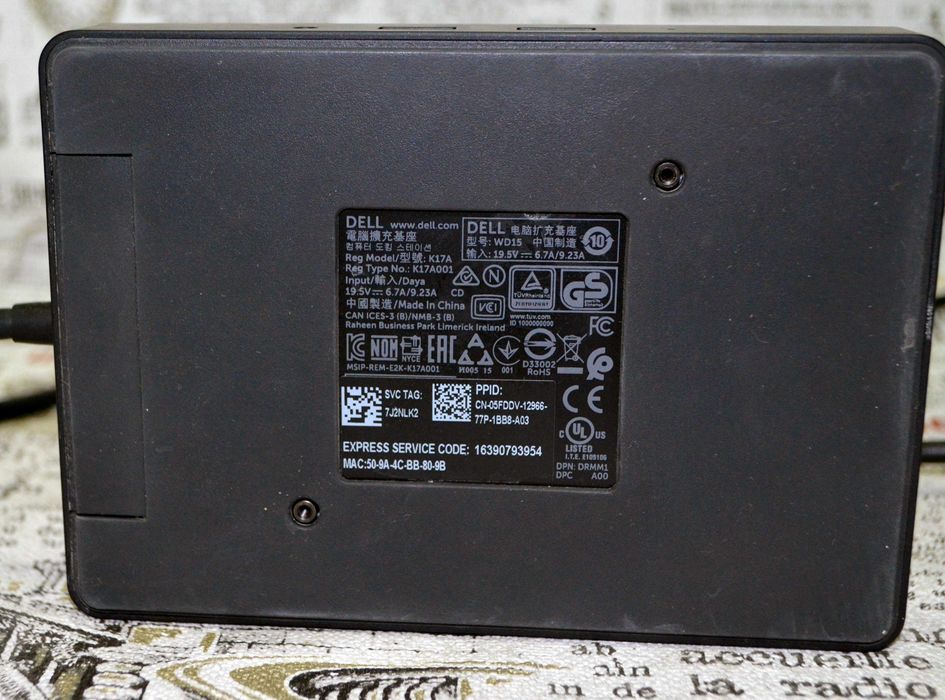 Док-станция Dell WD15:USB Type-C/VGA,miniDP, HDMI/USB 3.0/Gig Ethernet