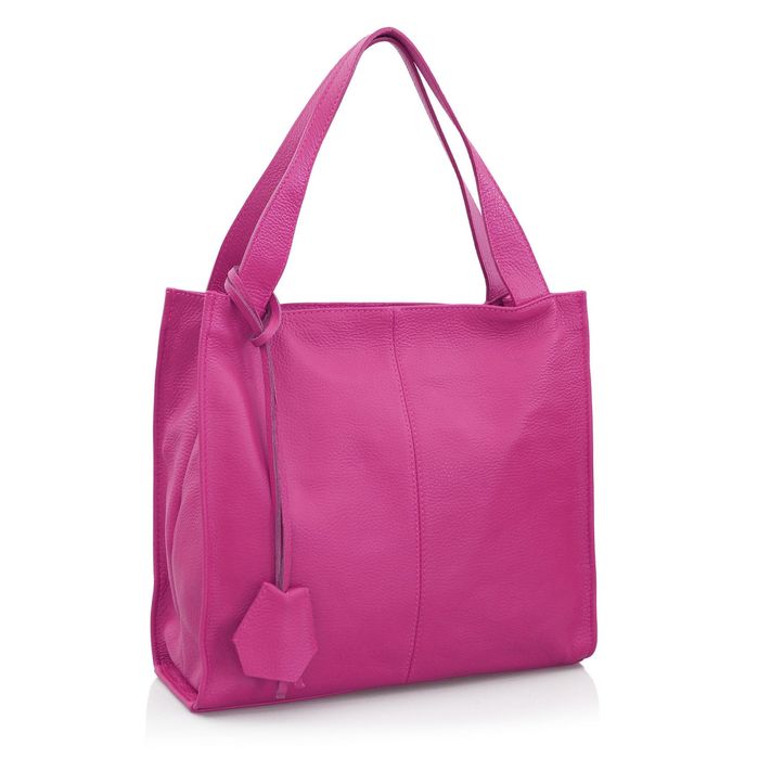 VERA PELLE torebka skórzana shopper klasyczna na ramię V074 fuksja