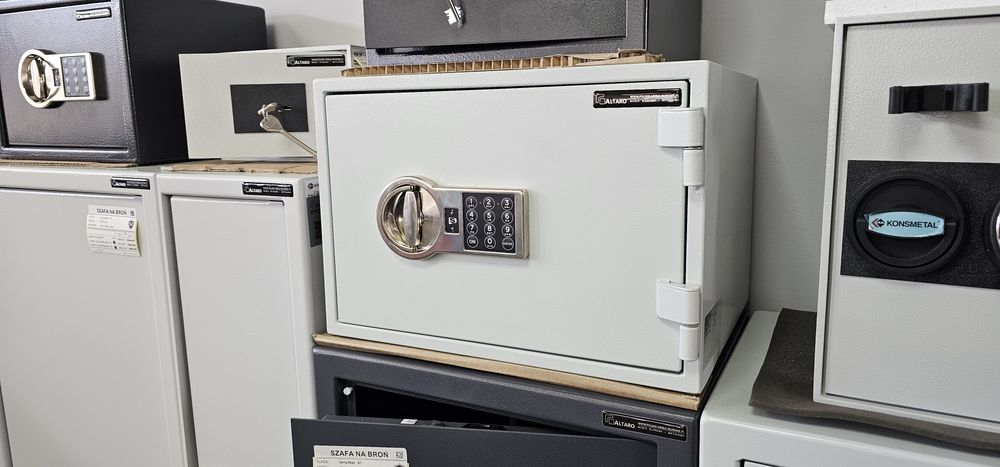 Sejf ognioodporny 60min • zamek ELEKTRONICZNY • na BROŃ, gotówkę, 30EL • kolory :  JASNY POPIEL   lub    GRAFIT CIEMNY