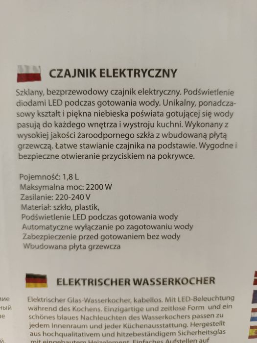 Czajnik elektryczny Nowe 2 lata gwarancji Komis Madej c.
