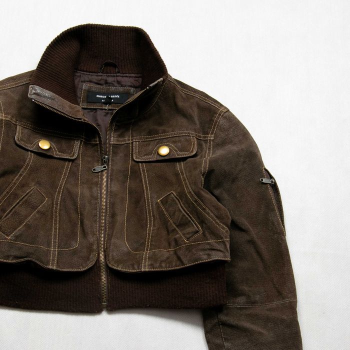 Y2k Avant Garde cropped leather bomber krótka kurtka skórzana bomberka