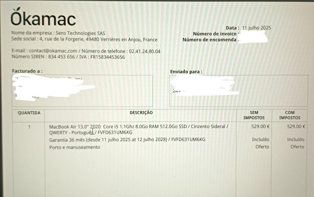 MacBook Air 13" (2020) – Cinzento Espacial – Bom estado