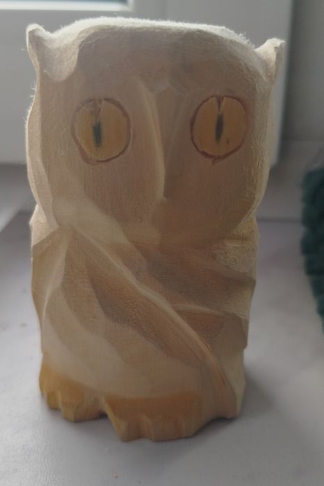 Drewniana sowa ozdoba dekoracja figurka na prezent