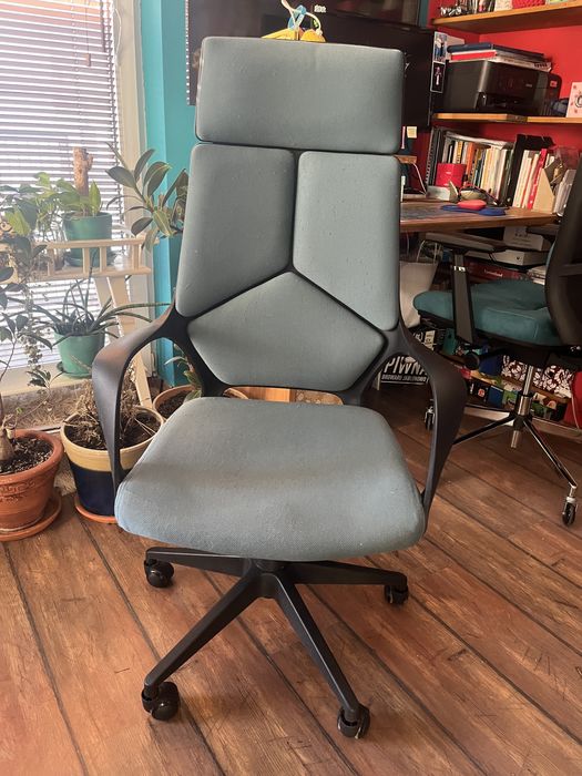 Fotel biurowy szaro-zielony