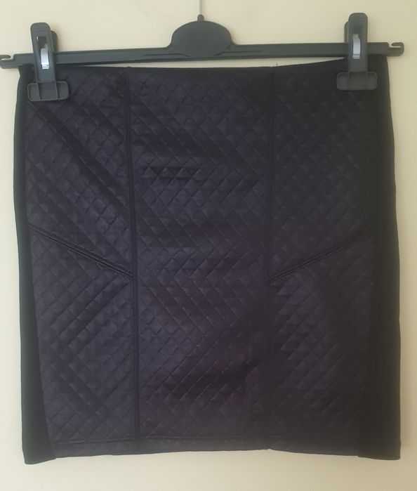 Spódnica Spódniczka czarna pikowana mini eko skóra  zamek S/M 36/38