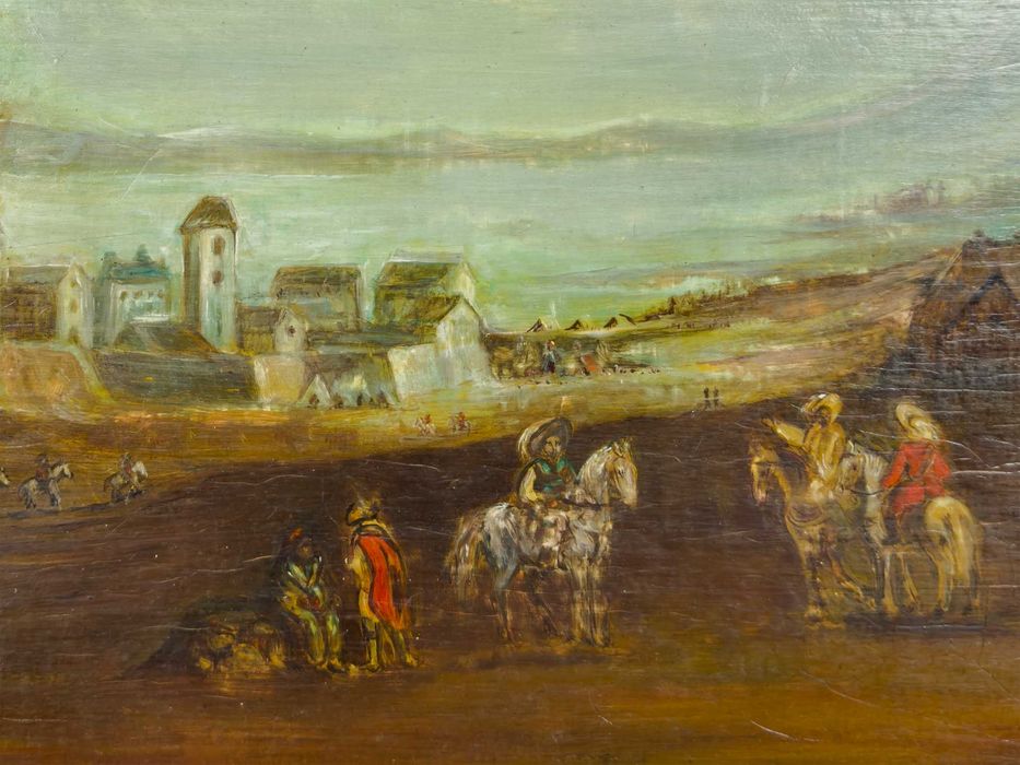 Pintura paisagem cavaleiros | século XIX