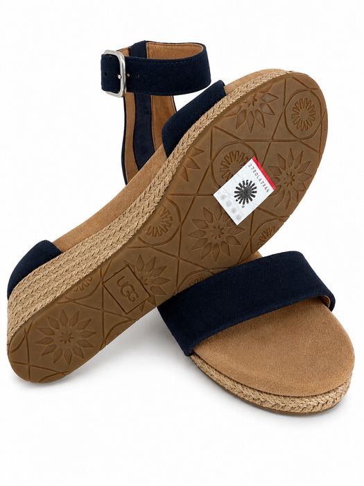 Жіночі босоніжки UGG Zoe II оригінал замшеві темно-сині на танкетці 38