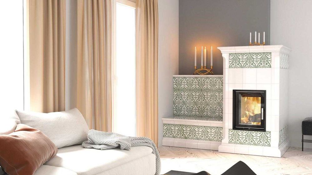 Zdrowy akumulacyjny piecokominek ogrzewający przez promieniowanie.