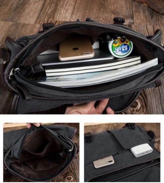 Torba Męska Na Ramię Do Pracy, Szkoły A4 Canvas+ Gratis :)