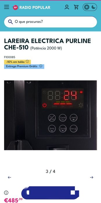 Lareira elétrica Proline 2000W