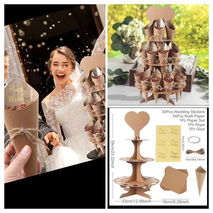 Cones para casamento + suporte