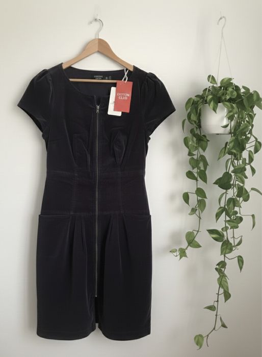 Sukienka sztruksowa Cotton Club | Granatowa/Rozmiar 36 S