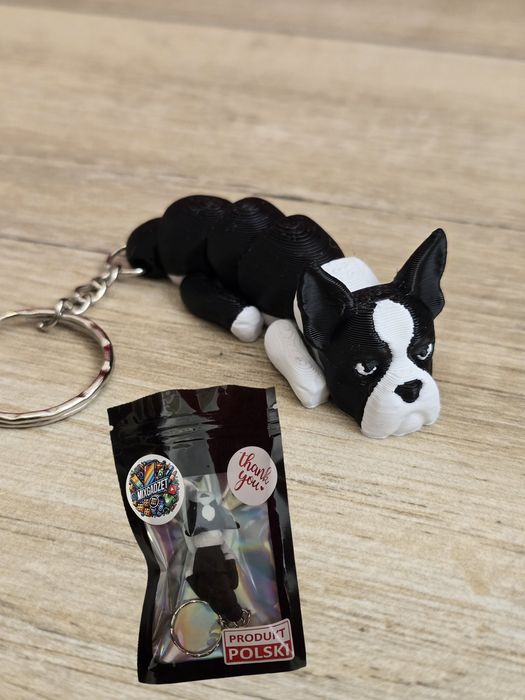 Breloczek Boston Terrier 3d - Seria Psów Brelok Druk3d fidget Keychain