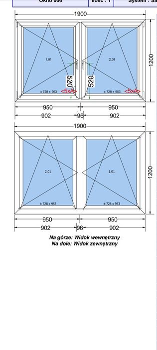 NOWE Okno białe samalander bluevolution 82 190x120