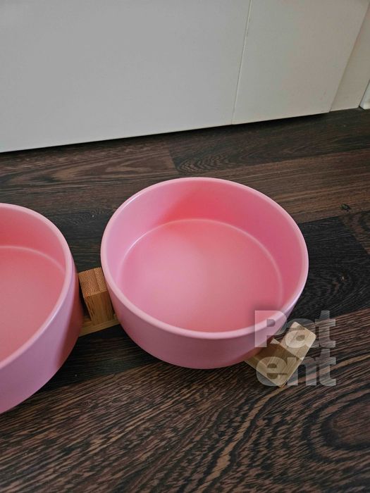 Miski ceramiczne dla psa kota zestaw 2 sztuki x 400 ml różowe