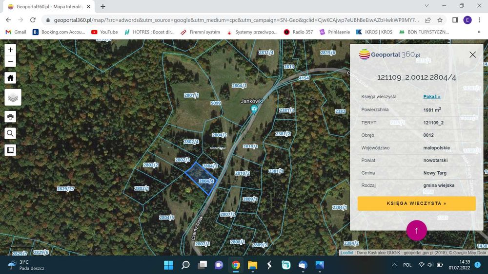 Działka w Gorcach -polana z lasem