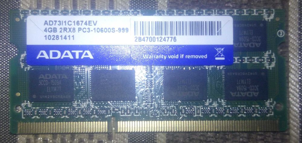 Модуль пам'яті SO-DIMM ADATA DDR3 4GB 1333MHz (AD73I1C1674EV)