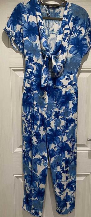 Zara kombinezon w kwiaty LEN, L XL