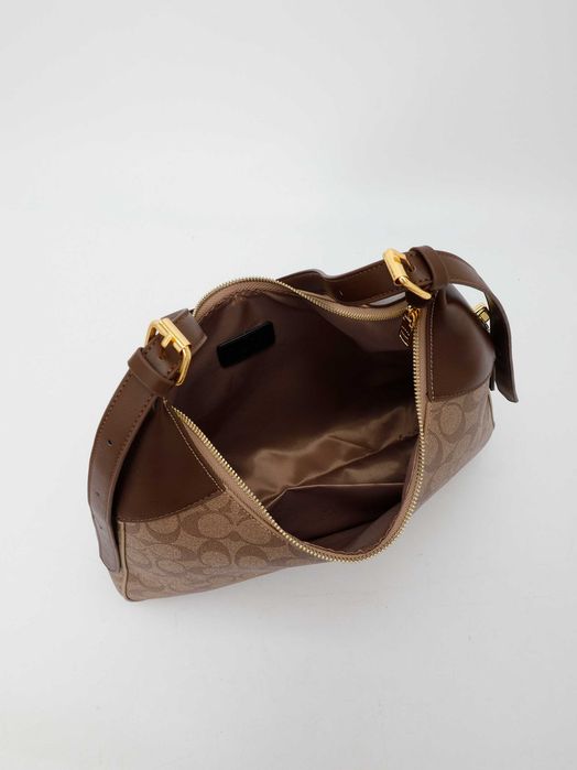Жіноча сумка COACH Signature Canvas / Сумка Коач / жіноча мокко сумка-хобо Коуч