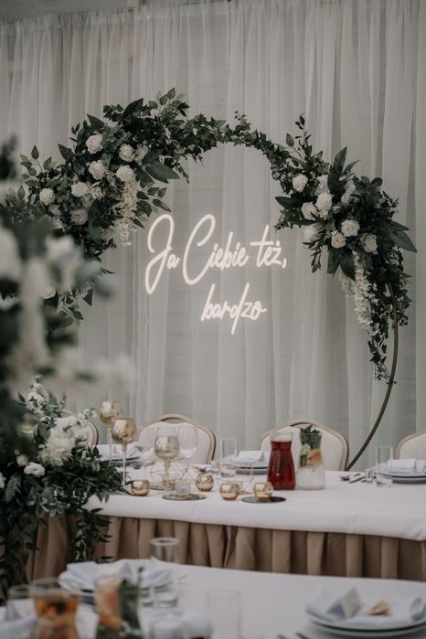 Wysyłam! Napis Led Ledon Ja Ciebie też, bardzo WYNAJEM na wesele ślub