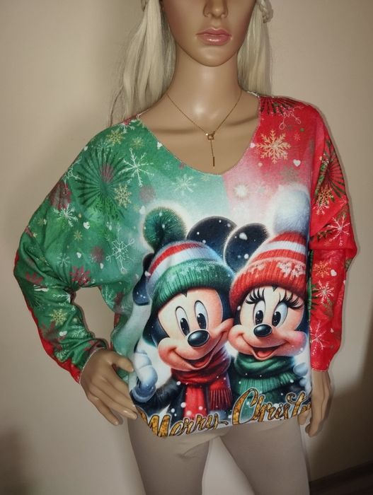 Sweter sweterek myszka Minnie Disney świąteczny z długim rękawem