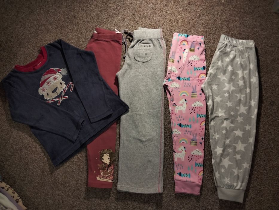 Пакет теплых вещей на девочку 5-6лет пижамные штаны теплые лосины