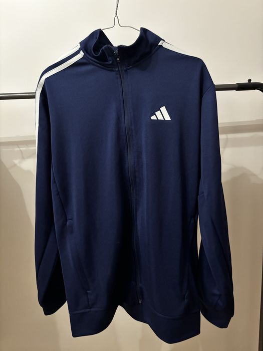 Bluza adidas rozmiar S Essentials Training 3 paski granatowa niebieska białe paski poliester trening