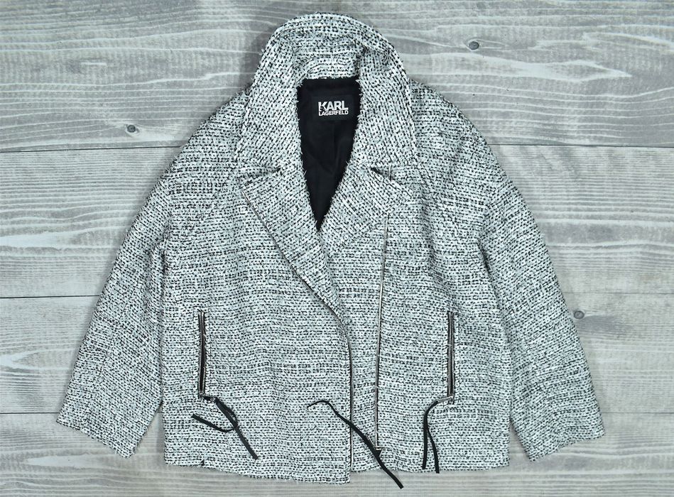 Karl Lagerfeld Kurtka Z Mieszanki Materiałów Biker Jacket Oversize 40
