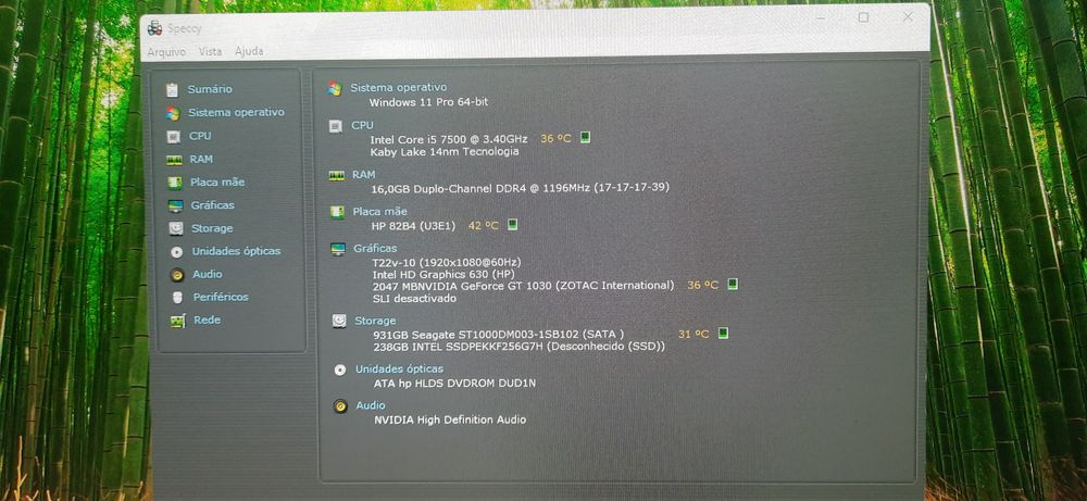 Pç LowGaming 7ªG|i5-7500|16G|NVMe-256+HD1TB|TPM2.0|GT1030-2G|5G+BT|W11