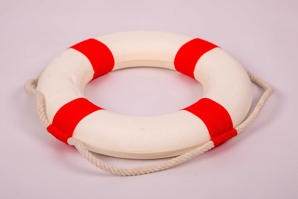 Koło ratunkowe 30 cm, Dekoracja marynistyczna, kremowo - czerwone