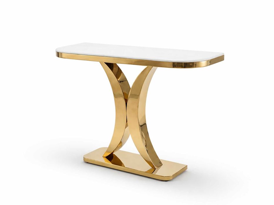 Konsola LUSSO - marmur i złoty stelaż - do przedpokoju i salonu - ELEGANCKA DESIGNERSKA