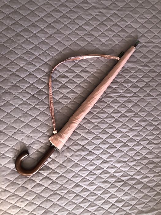 Прочный розовый большой перламутровый зонт трость парасолька