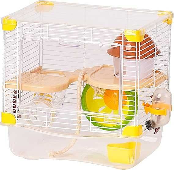 Mała klatka domek dla chomika myszy gryzonia z akcesoriami