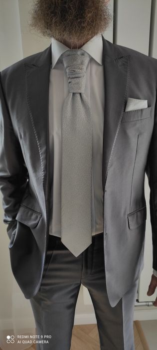 piękny elegancki męski garnitur ślubny, komunia, święta / na 188 cm
