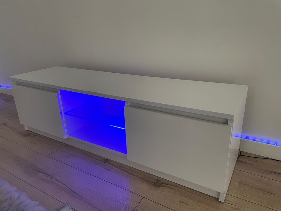 Komoda Stolik biały RTV pod LCD 140 cm + LED