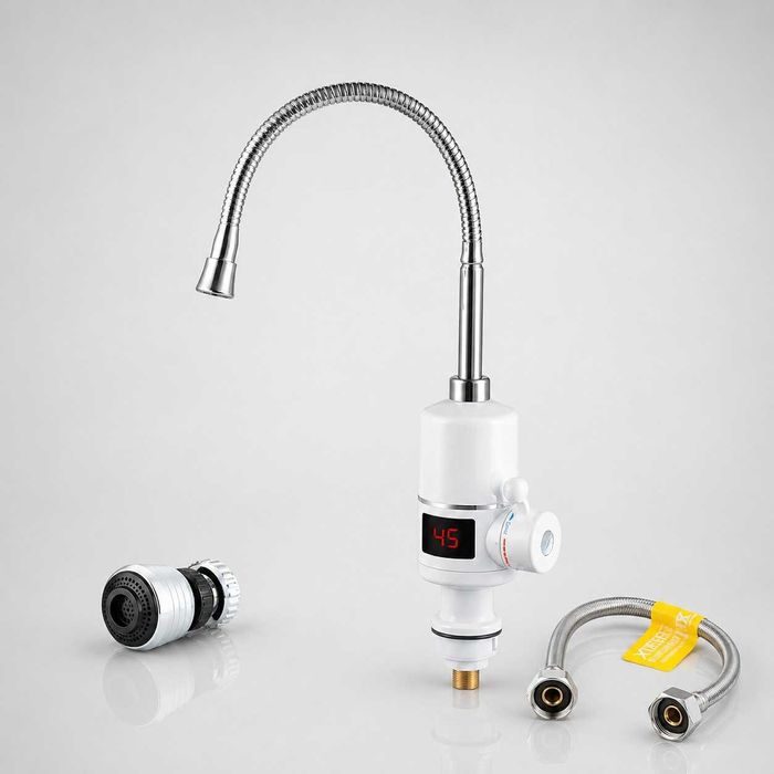 Проточний водонагрівач з рефлекторним виливом WEZER SDR-F05T 3 кВт з датчиком температури + шланг 60 см Forte + аератор, комплект