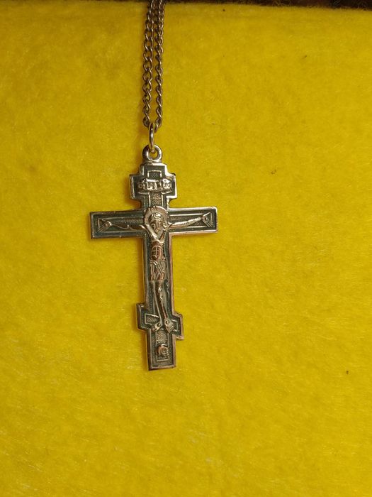 Хрестик срібний на срібному  ланцюжку