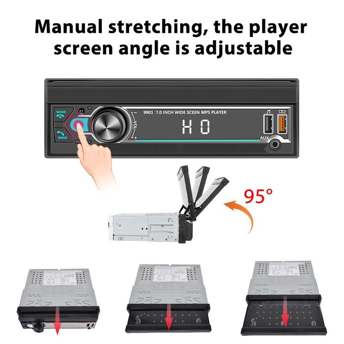 Rádio 1din 7" Retrátil Bluetooth Dual USB Fast Charging Mirrorlink FM