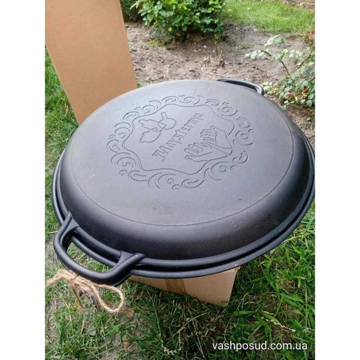 Казан чугунный 12 литров +подарок с крышкой сковородой